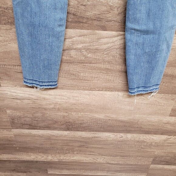 Madewell Distressed High Riser Skinny Cut Edge Jeans Blue Womens Size 25 Denim - Picture 13 of 16